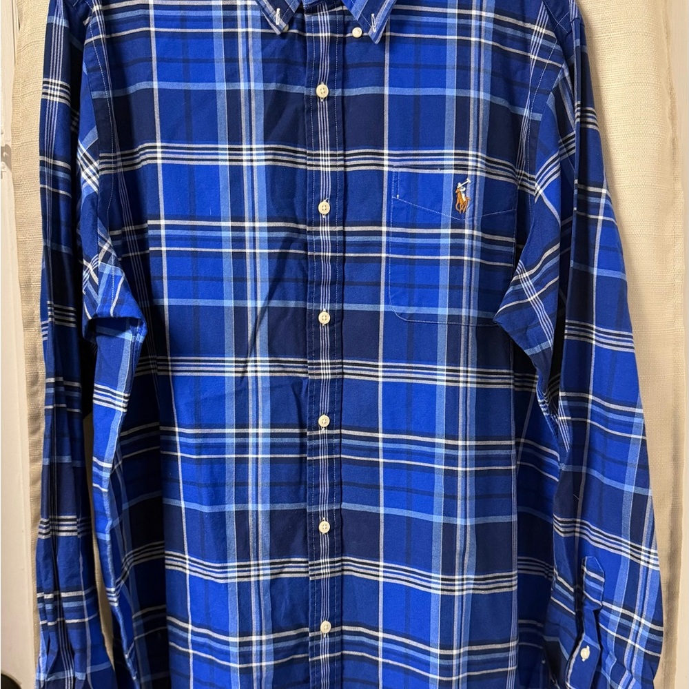 Polo Ralph Lauren Men’s Classic Oxford Shirt, Size XL, Plaid Blue